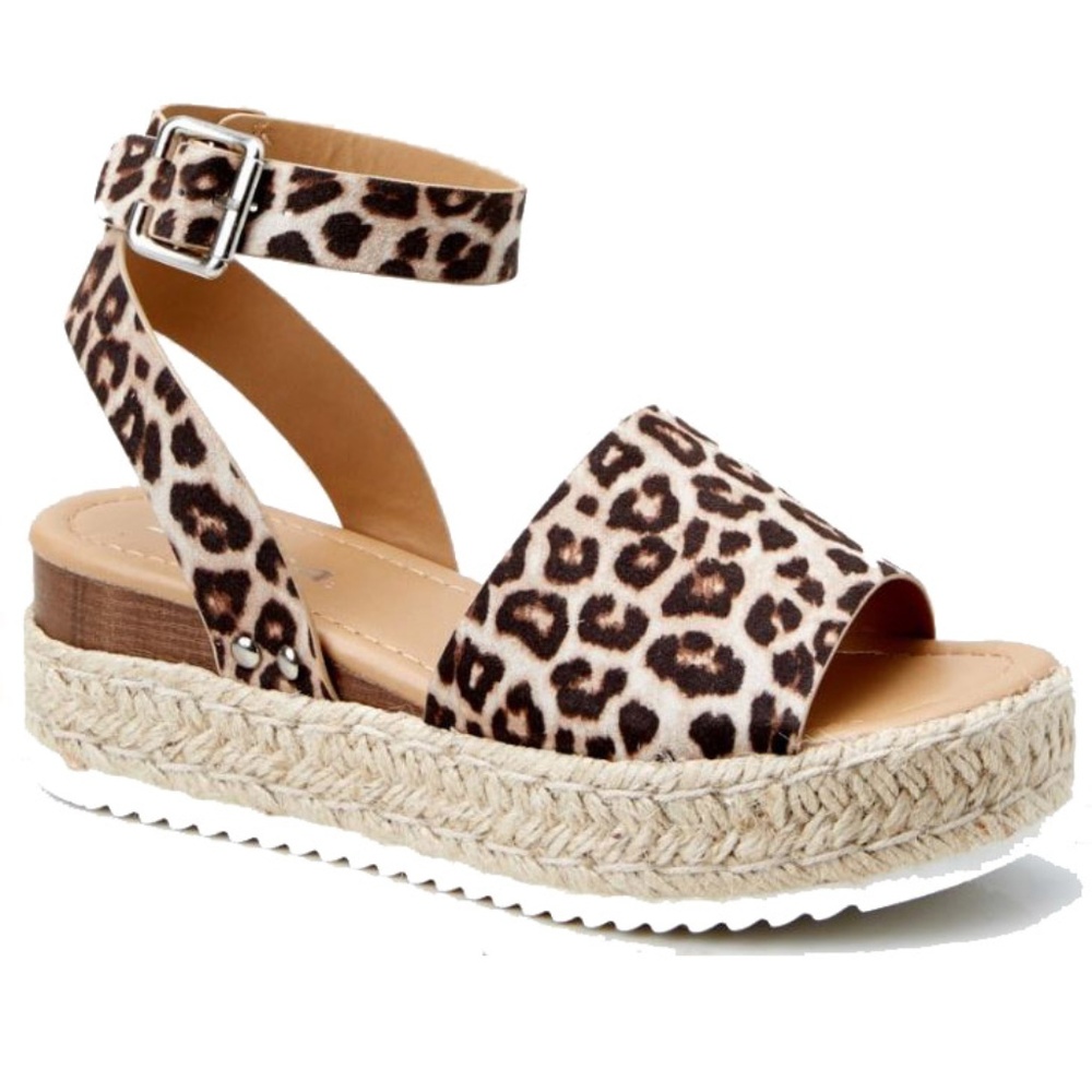 New Soda Leopard Platform Espadrille Sandals